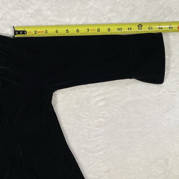 Vtg Y2K Old Navy Stretch Black Velvet Dress Flared Sleeve Formal Girls Sz 10 - Picture 6 of 7